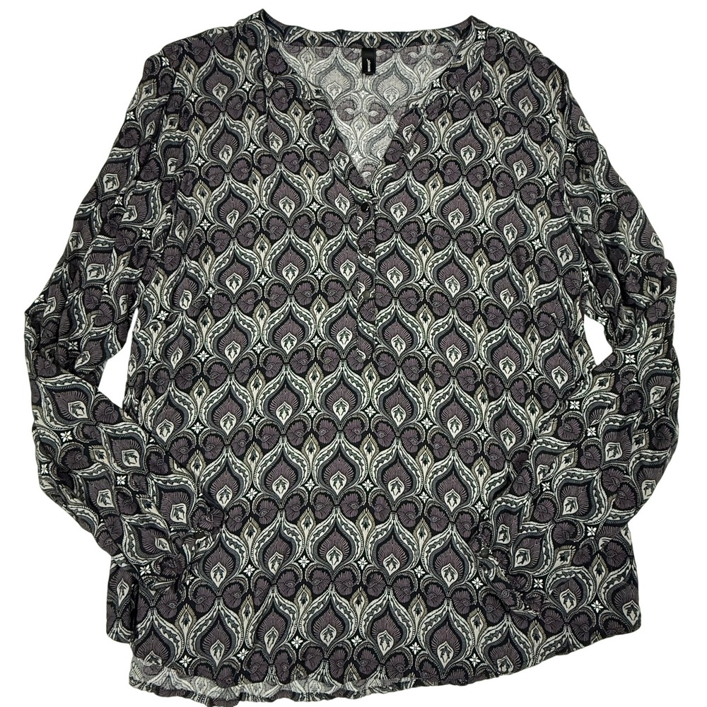 Soyaconcept Womens XL long sleeve v neck allover print‎ blouse